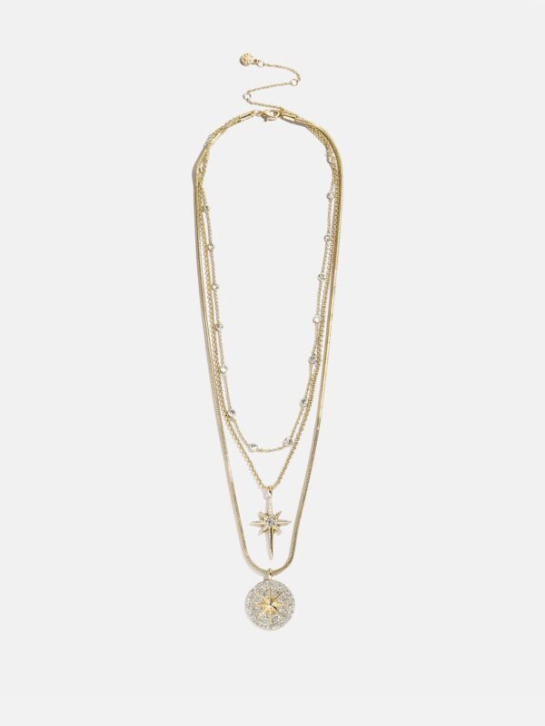 Lyra Celestial Layered Necklace - Gold/Pavé