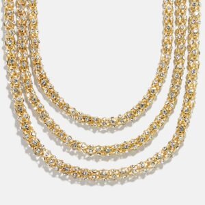 Crystal Layered Necklace - Gold/Pavé