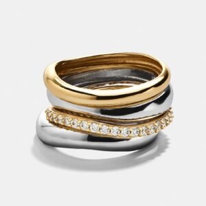 Gina 18K Gold Ring Set - Gold/Silver