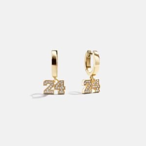 Varsity Number Custom Huggie Earrings - Gold Double Digit