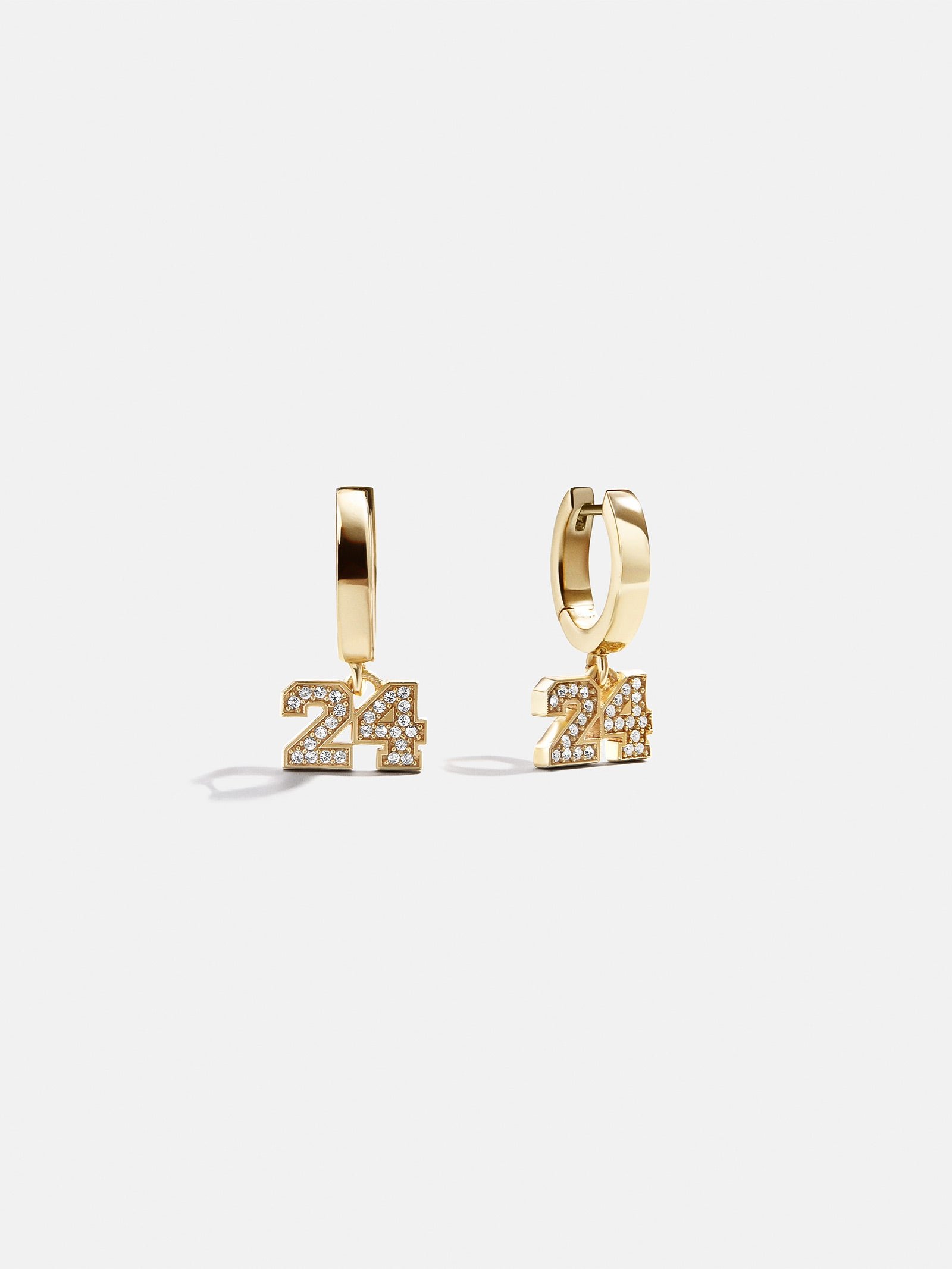 Varsity Number Custom Huggie Earrings - Gold Double Digit