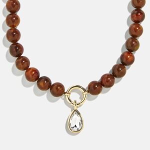 Janette Beaded Ring Necklace - Tiger's Eye