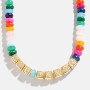 Block Letter Beaded Custom Necklace - Multi