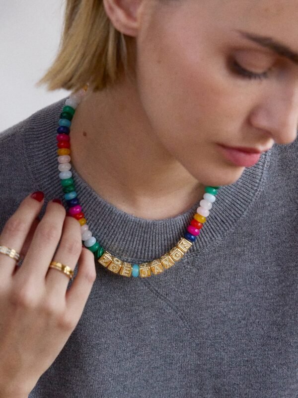 Block Letter Beaded Custom Necklace - Multi