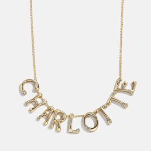 Organic Letter Custom Necklace - Gold/Pavé