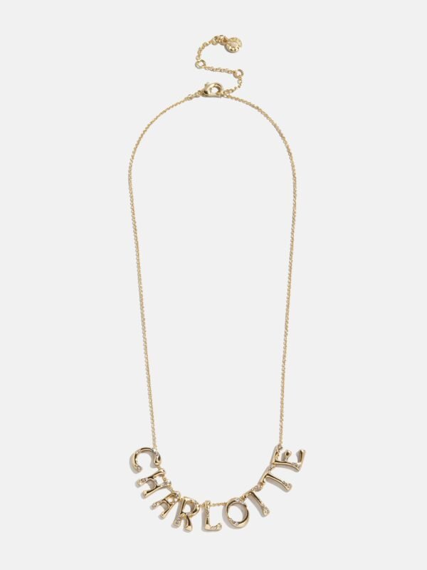 Organic Letter Custom Necklace - Gold/Pavé