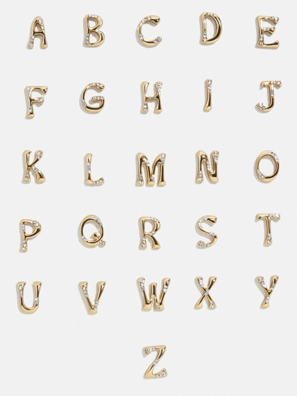 Organic Letter Custom Necklace - Gold/Pavé