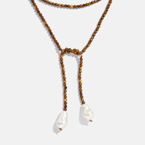 Semi-Precious Pearl Wrap Necklace - Tiger's Eye