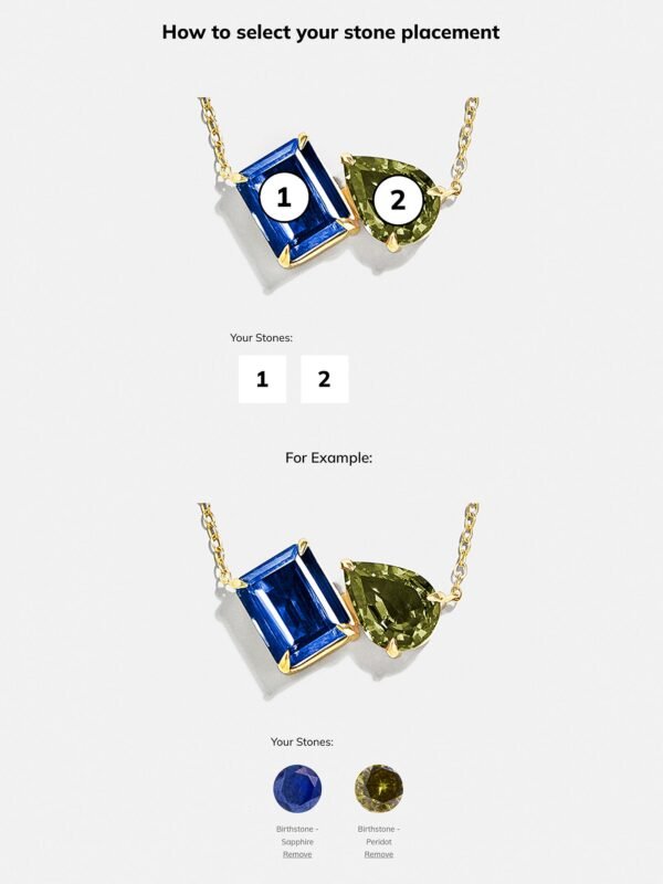 Toi et Moi 18K Gold Custom Birthstone Necklace - Gold