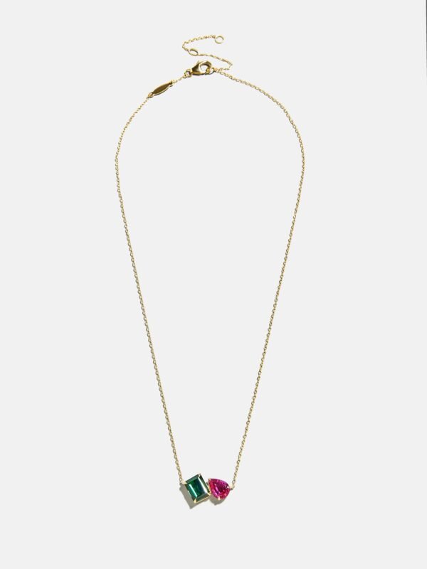 Toi et Moi 18K Gold Custom Birthstone Necklace - Gold