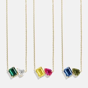 Toi et Moi 18K Gold Custom Birthstone Necklace - Gold