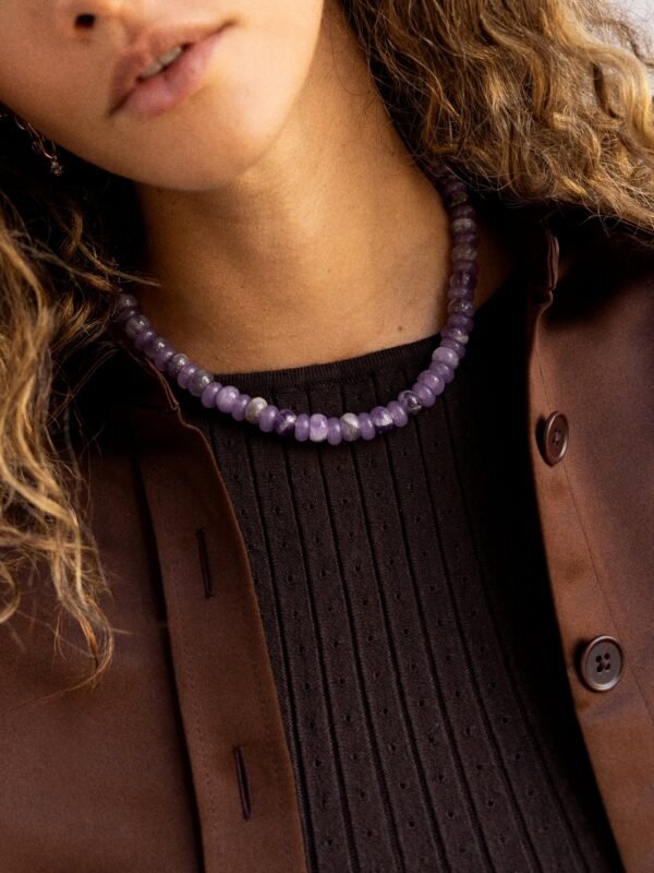 Joyce Semi-Precious Beaded Necklace - Light Amethyst