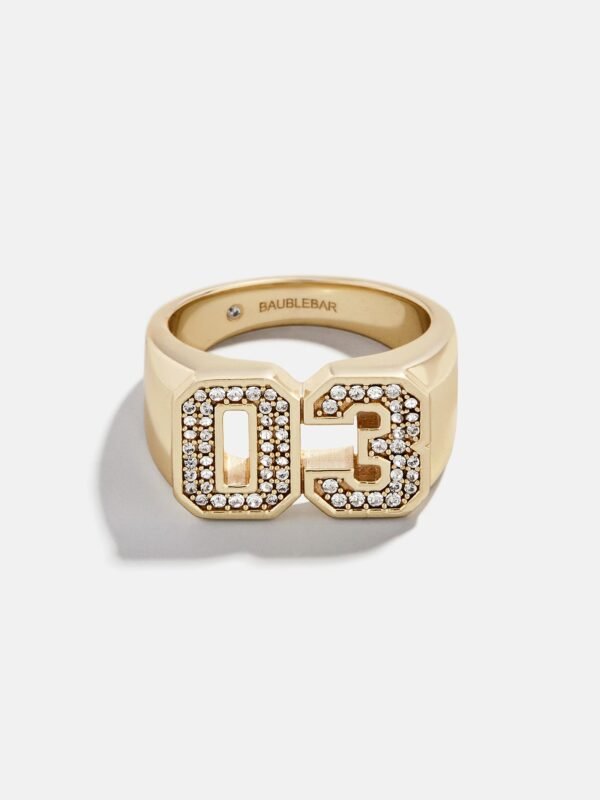 Varsity Number Custom Ring - Gold/Pavé