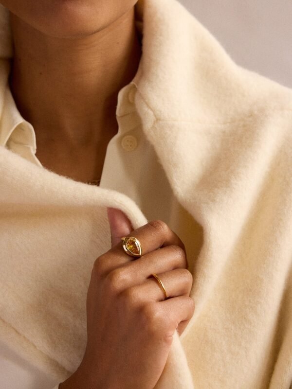 Gold Cubic Zirconia Custom Birthstone Ring - Crystal