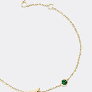 18K Gold Initial Birthstone Custom Bracelet - Crystal