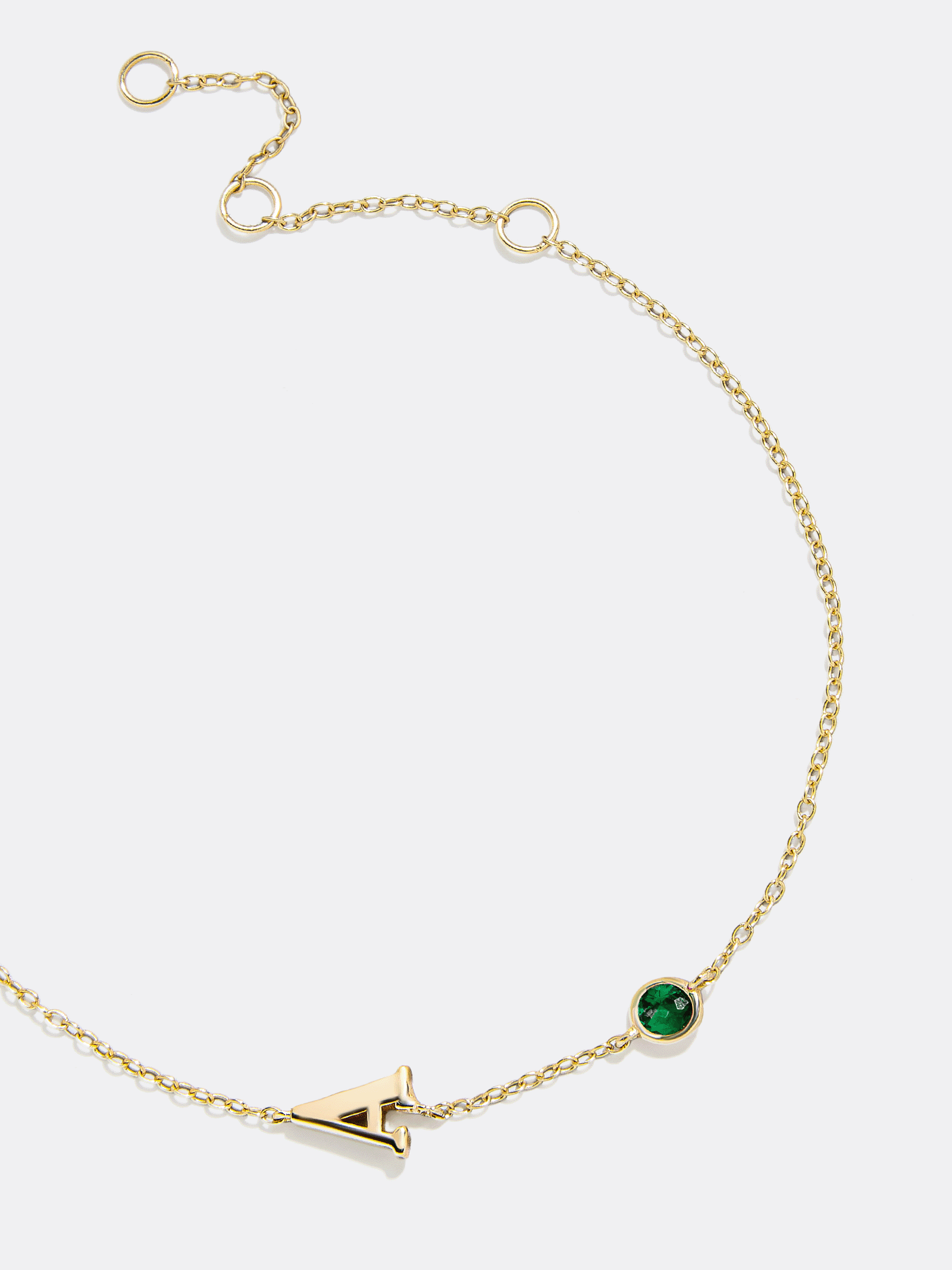 18K Gold Initial Birthstone Custom Bracelet - Crystal