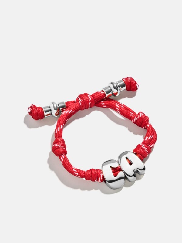 Knotty Initial Custom Bracelet - Cherry Red Double Letters