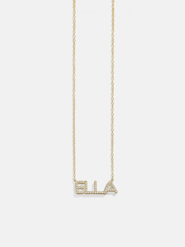 18K Gold Custom Nameplate Necklace - Organic