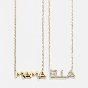 18K Gold Custom Nameplate Necklace - Organic
