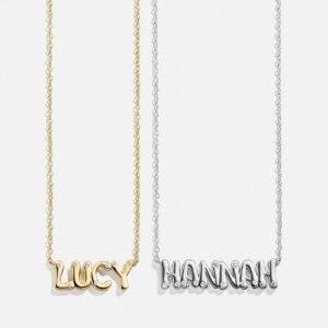 18K Gold Custom Nameplate Necklace - Bubble