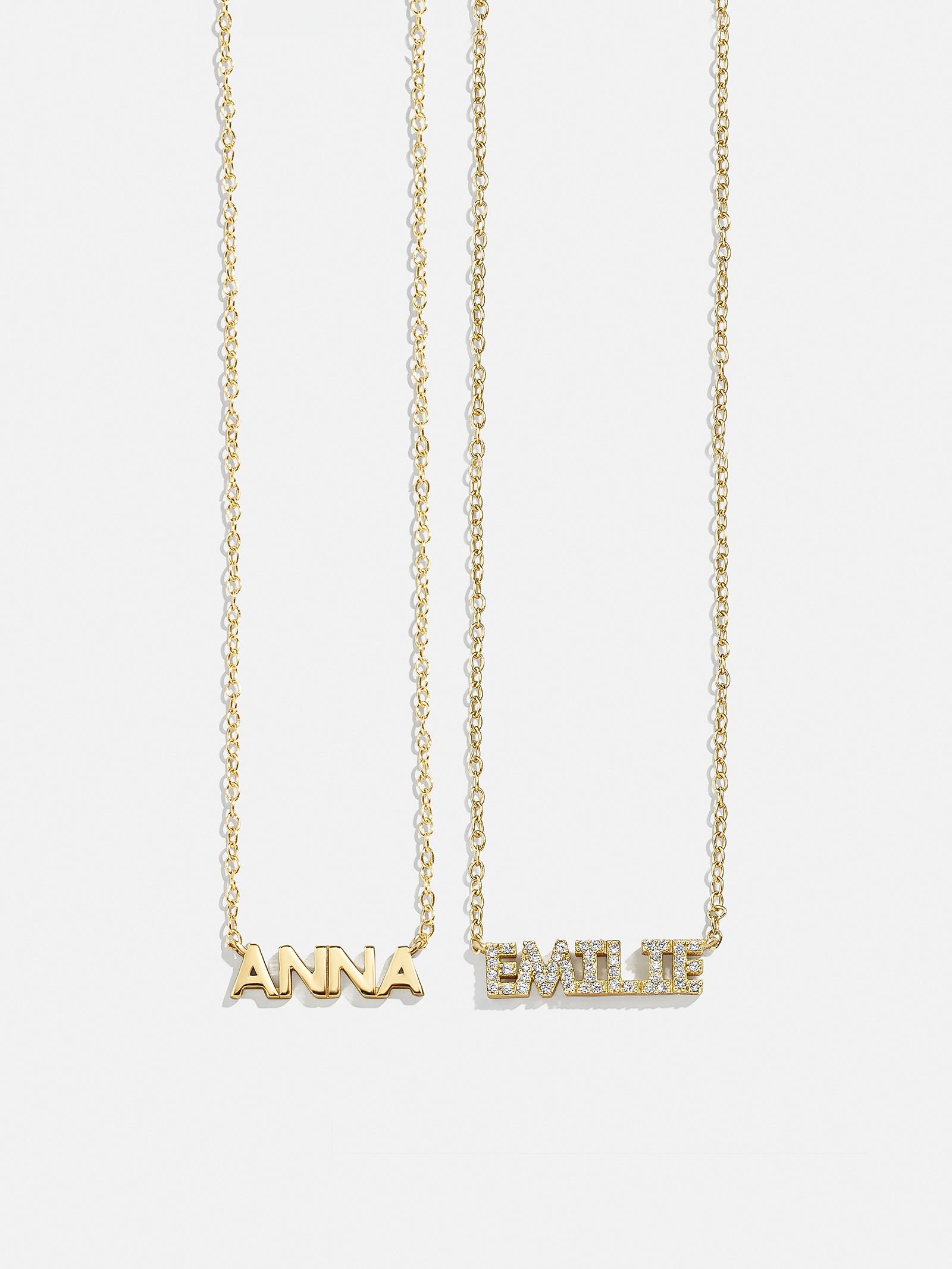 18K Gold Custom Nameplate Necklace - Mini Block