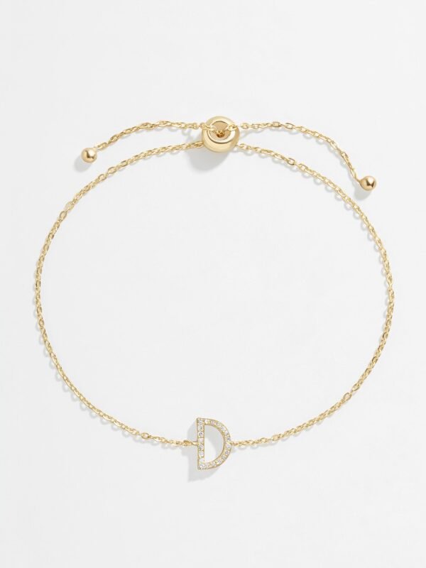 14K Gold & Diamond Initial Bracelet - Gold/Pavé
