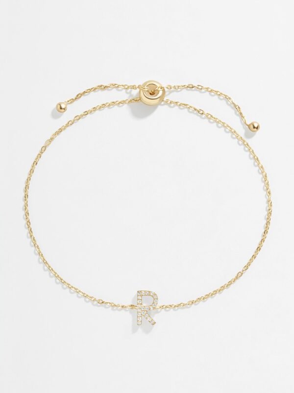 14K Gold & Diamond Initial Bracelet - Gold/Pavé