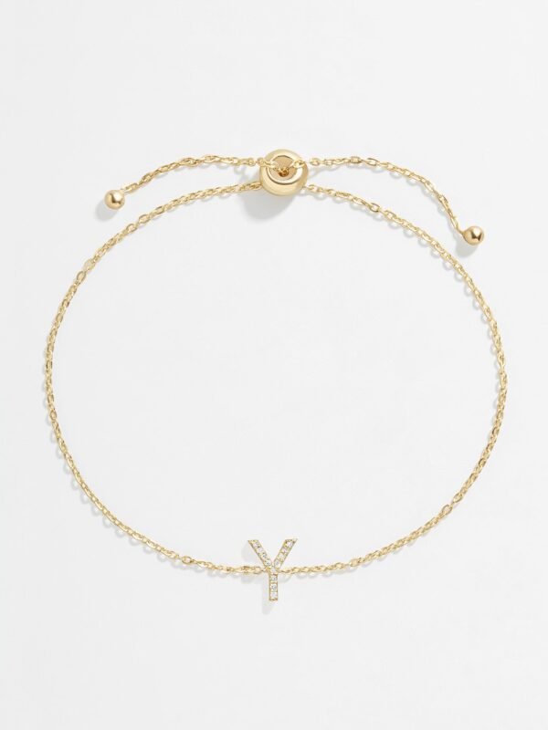 14K Gold & Diamond Initial Bracelet - Gold/Pavé