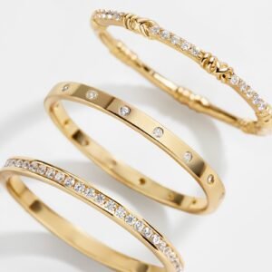 Maddie 18K Gold Ring Set - Gold/Pavé