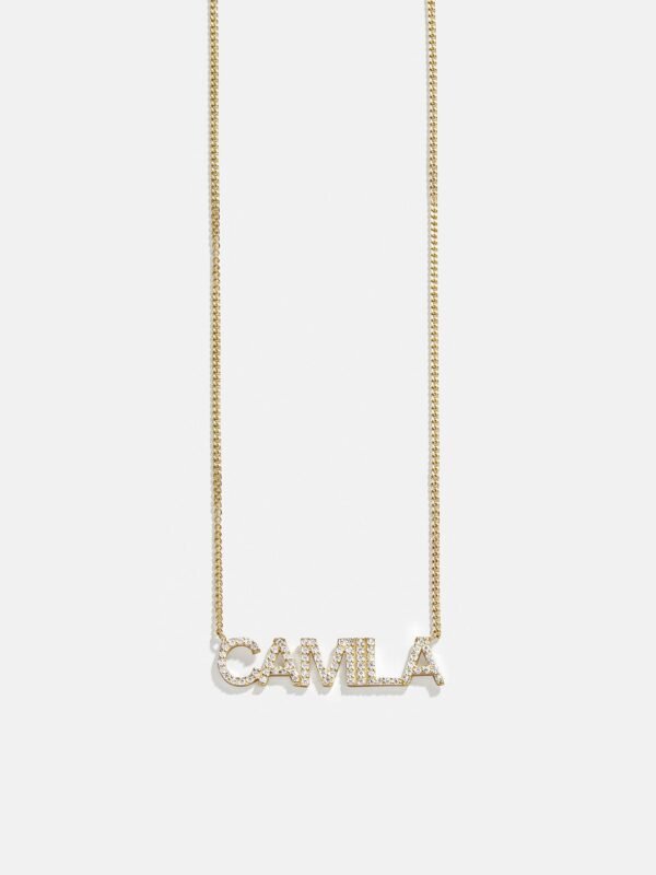 18K Gold Custom Nameplate Necklace - Block