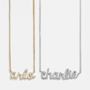 18K Gold Custom Nameplate Necklace - Script