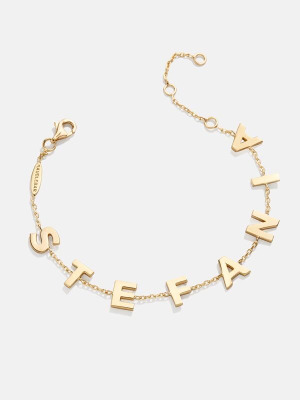 18K Gold Custom Spaced Letter Name Bracelet - 18K Gold