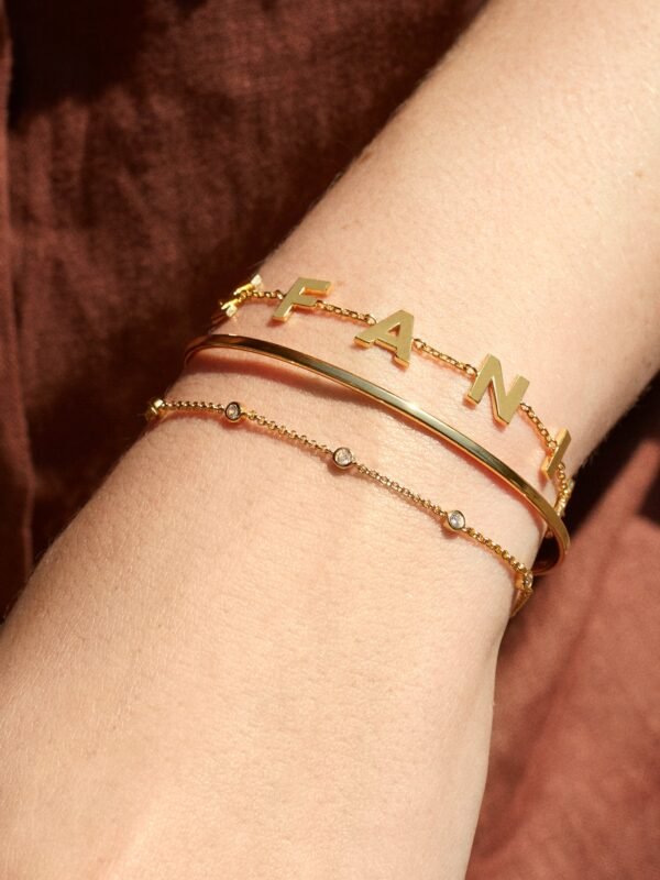 18K Gold Custom Spaced Letter Name Bracelet - 18K Gold