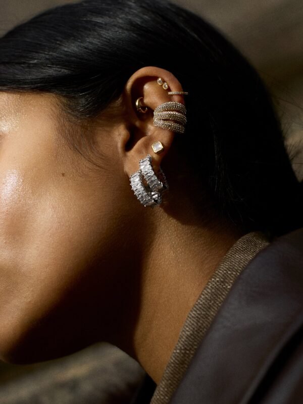 Maria Sterling Silver Hoop Earrings - Silver/Pavé