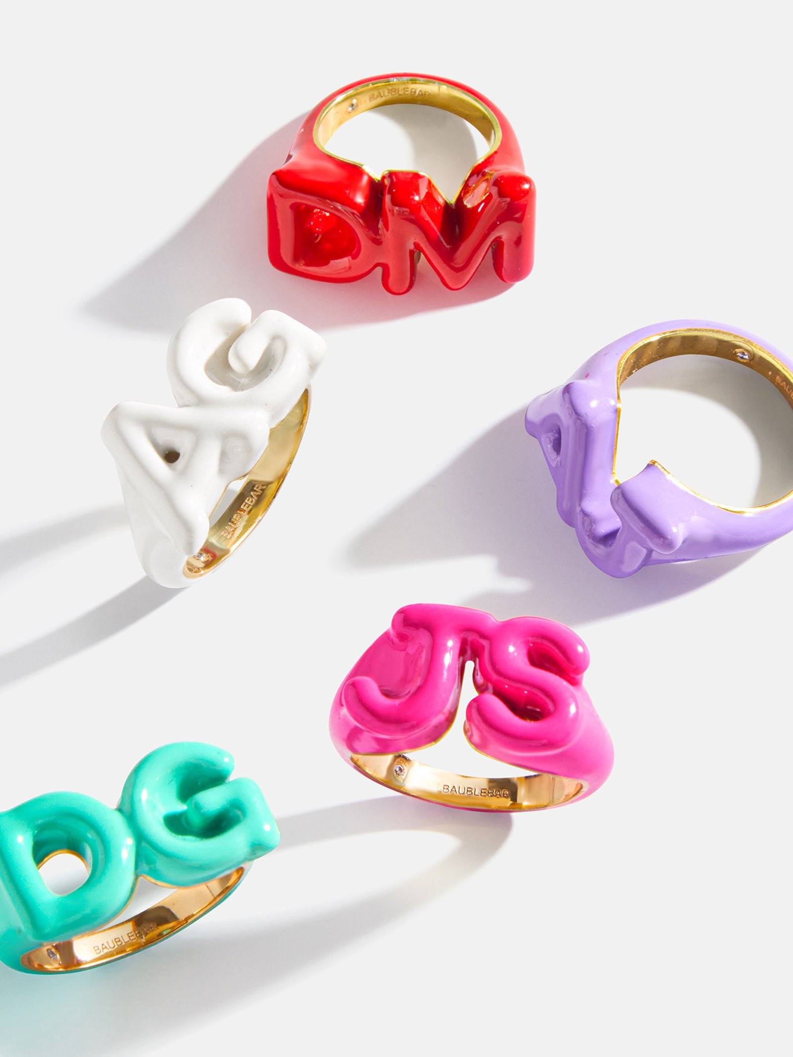 Block Enamel Custom Initial Ring - Hot Pink