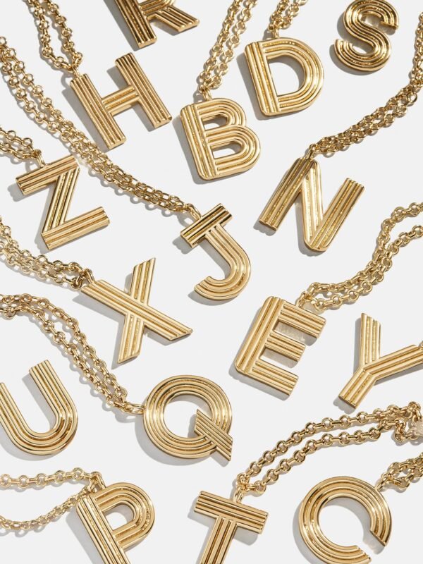 Retro Letter Initial Necklace - Gold