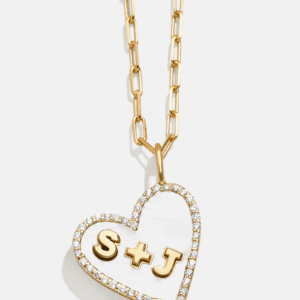 Reversible 18K Gold Custom Heart Necklace - Gold/Pavé