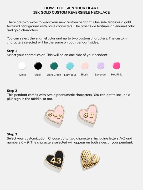 Reversible 18K Gold Custom Heart Necklace - Gold/Pavé