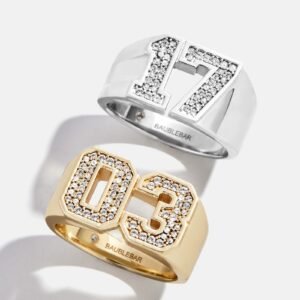 Varsity Number Custom Ring - Gold/Pavé
