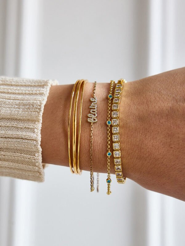 Kristin 18K Gold Tennis Bracelet - Square Bezel