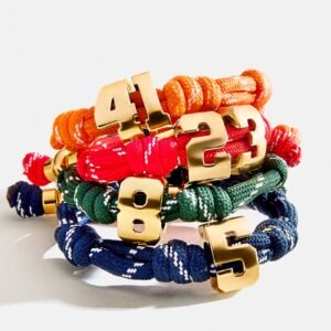 Knotty Varsity Number Custom Bracelet - Cherry Red Single Digit
